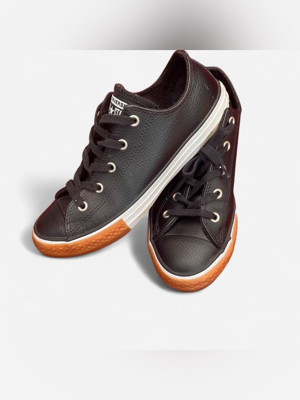 Converse Kids Black Low-Top Sneakers with Brown Gum Toe